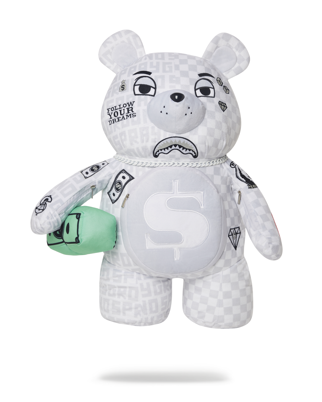 SPLIT THE CHECK PEARL MONEYBEAR TEDDYBEAR BACKPACK