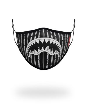 ADULT REVERSE SHARKS IN PARIS BLACK FORM FITTING FACE MASK