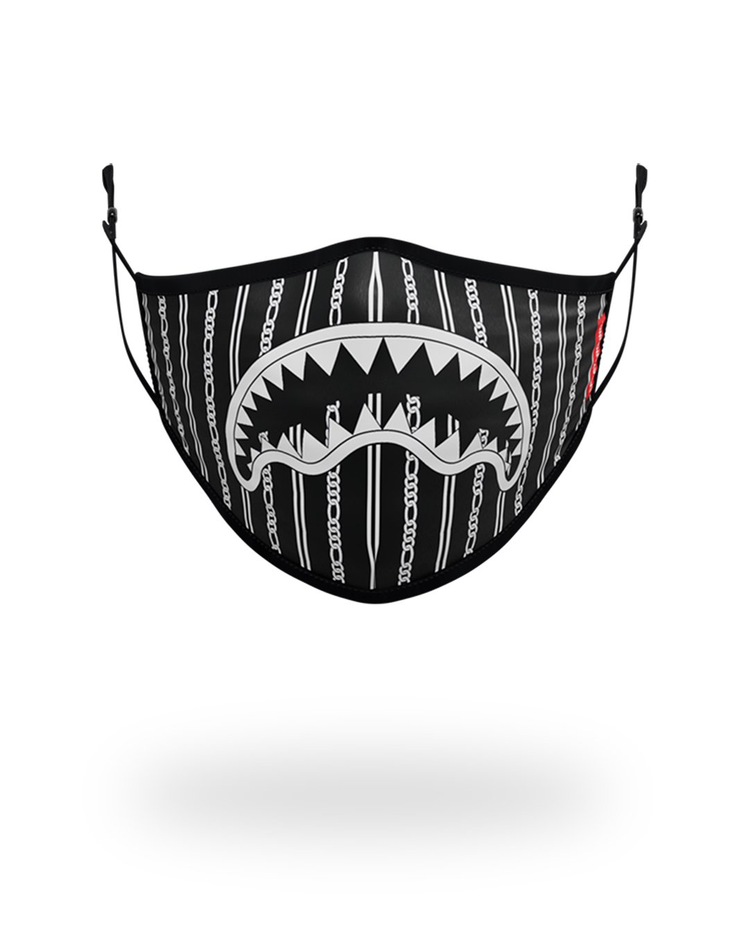 ADULT REVERSE SHARKS IN PARIS BLACK FORM FITTING FACE MASK