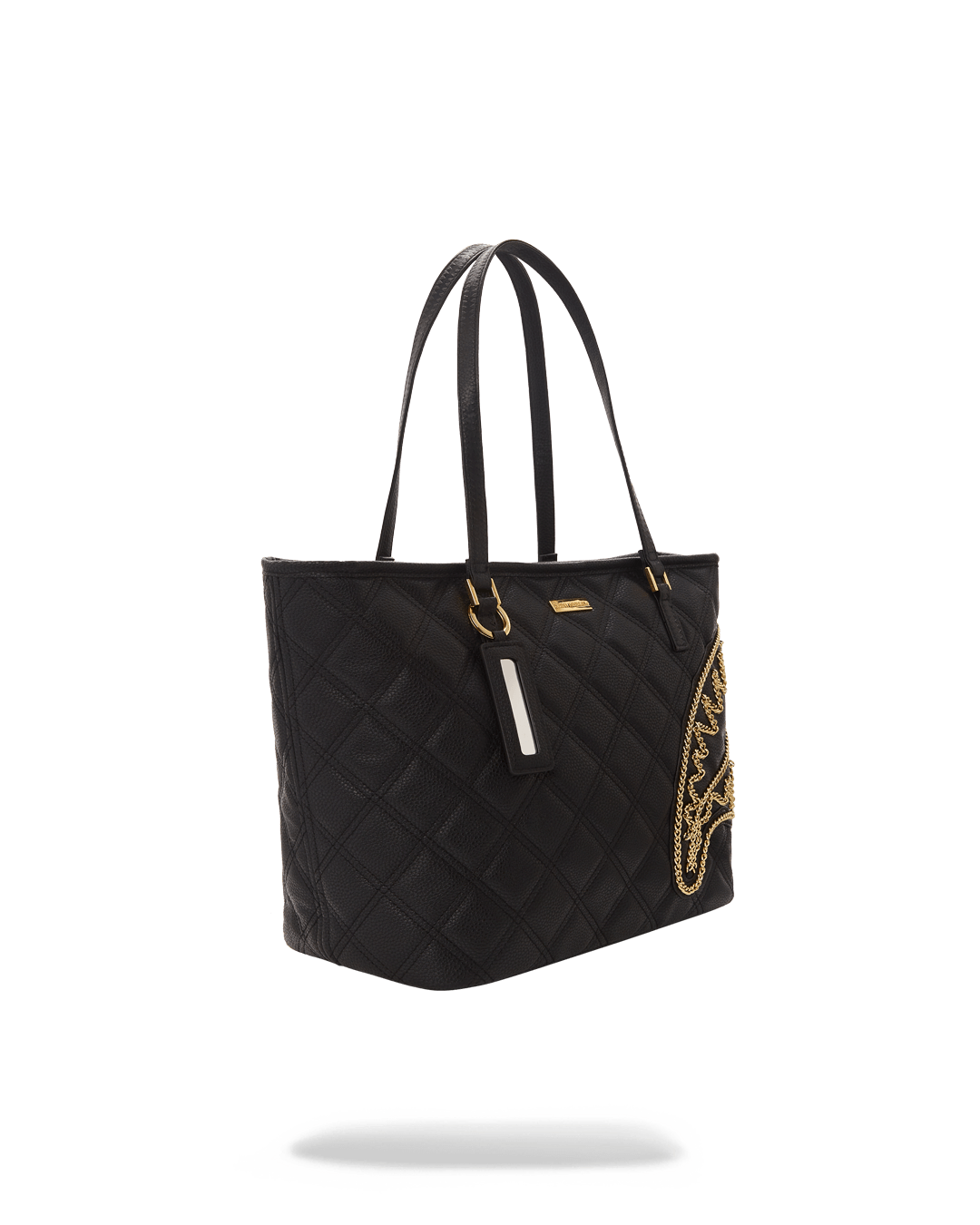 NOIR QUILT GOLD CHAIN SHARK TOTE - Image 3