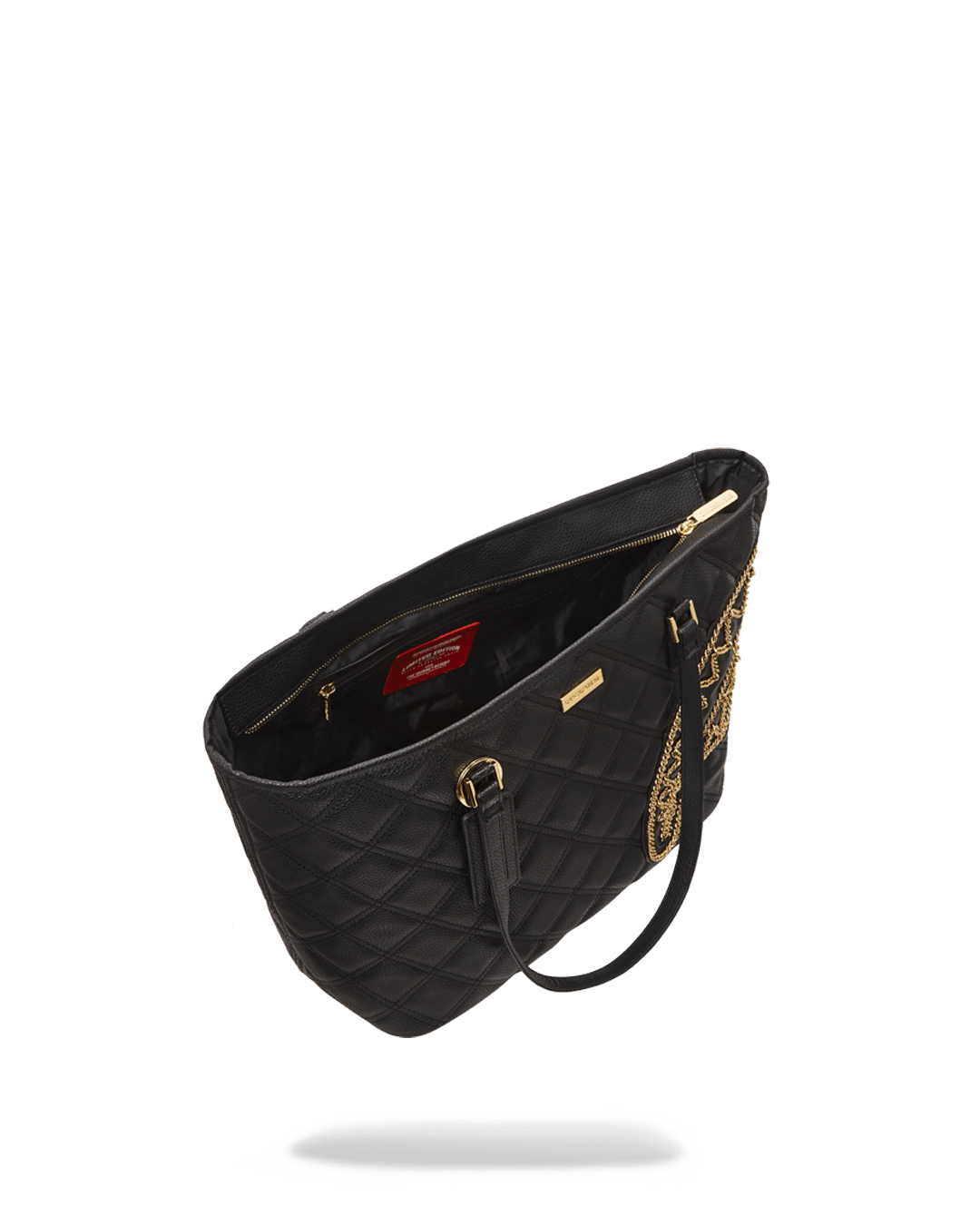 NOIR QUILT GOLD CHAIN SHARK TOTE - Image 7