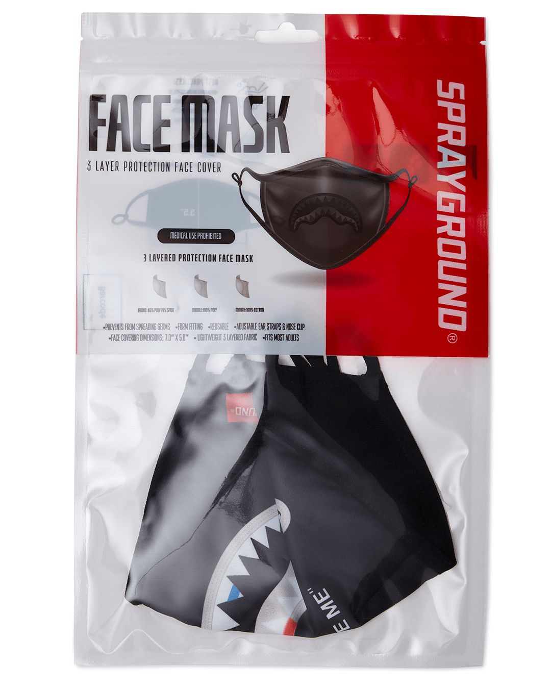 BITE ME SHARK BLK POLYESTER FACE MASK - Image 12