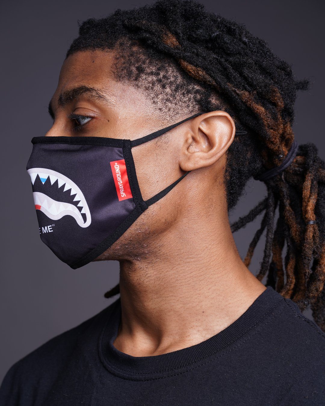 BITE ME SHARK BLK POLYESTER FACE MASK - Image 8