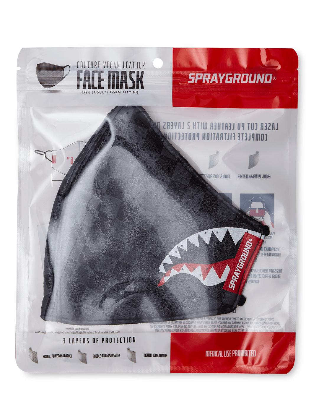 SHARKS IN PARIS GRAY VEGAN LEATHER FACE MASK - Image 12